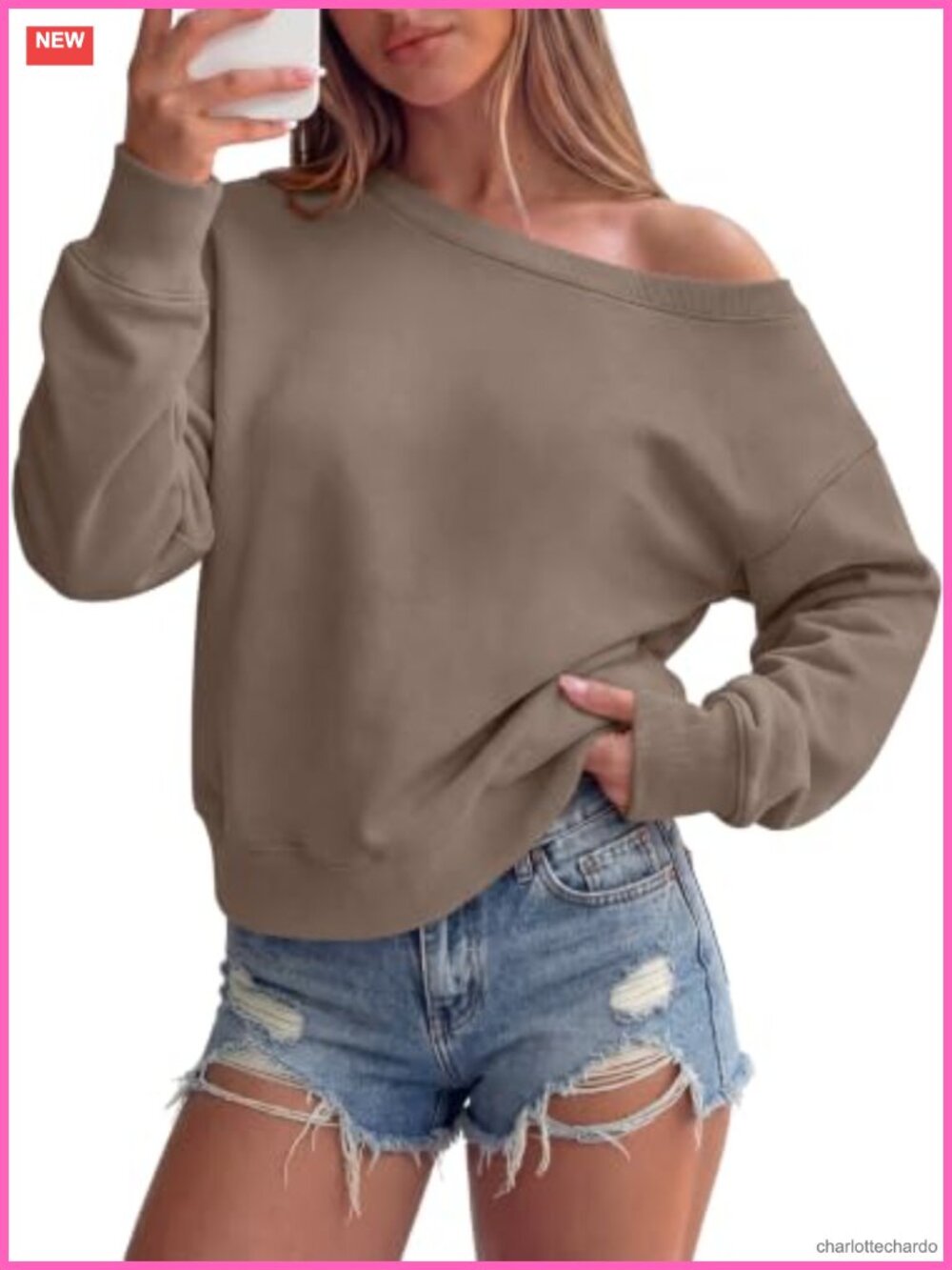 Off Shoulder Asymmetrical Crop Sweatshirt Long Sleeve Pullover
